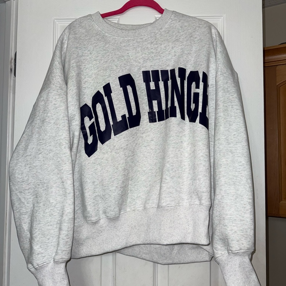 Gold Hinge Gray Crewneck Sweatshirt with Navy Logo